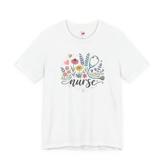 Nurse Floral Stethoscope T-Shirt — Cute Floral Nursing Gift Tee
