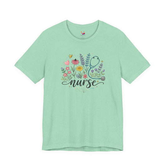 Nurse Floral Stethoscope T-Shirt — Cute Floral Nursing Gift Tee